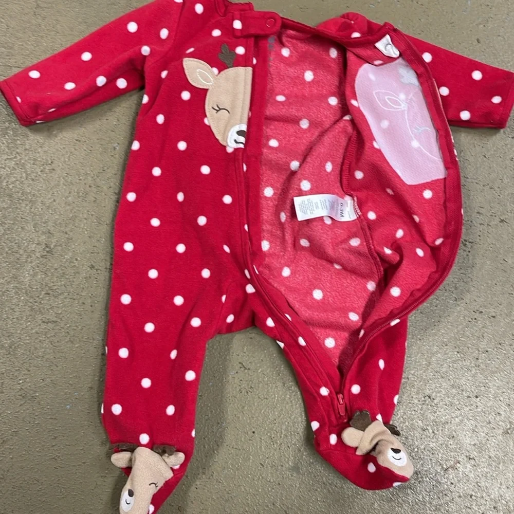 Carter’s Child of Mine Reindeer Christmas Sleeper Infant 0-3 Months